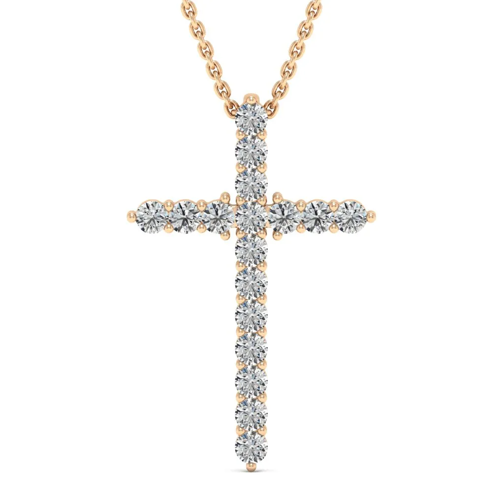 0.51 CTS DEW Moissanite Cross Pendant Necklace