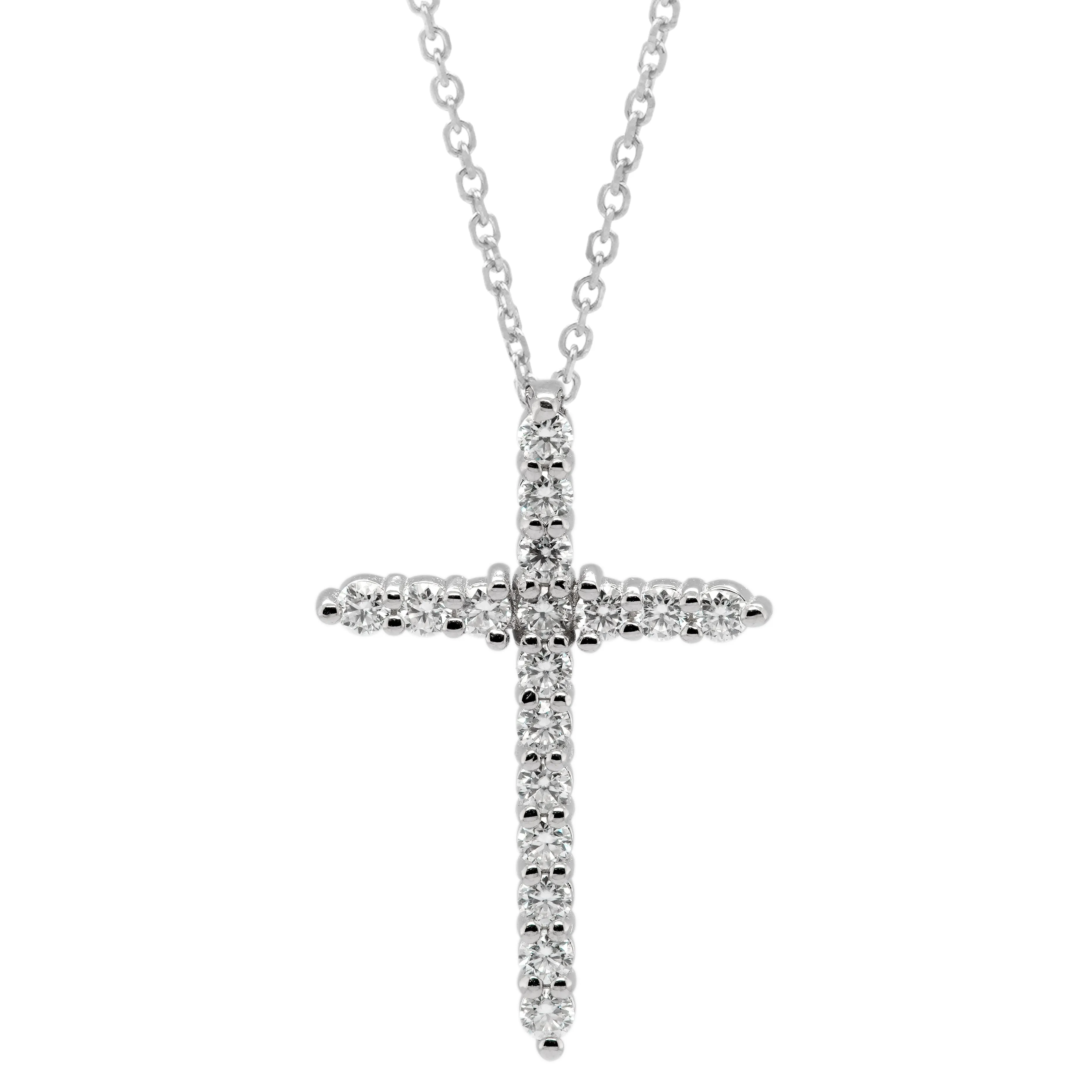 0.51 CTS DEW Moissanite Cross Pendant Necklace