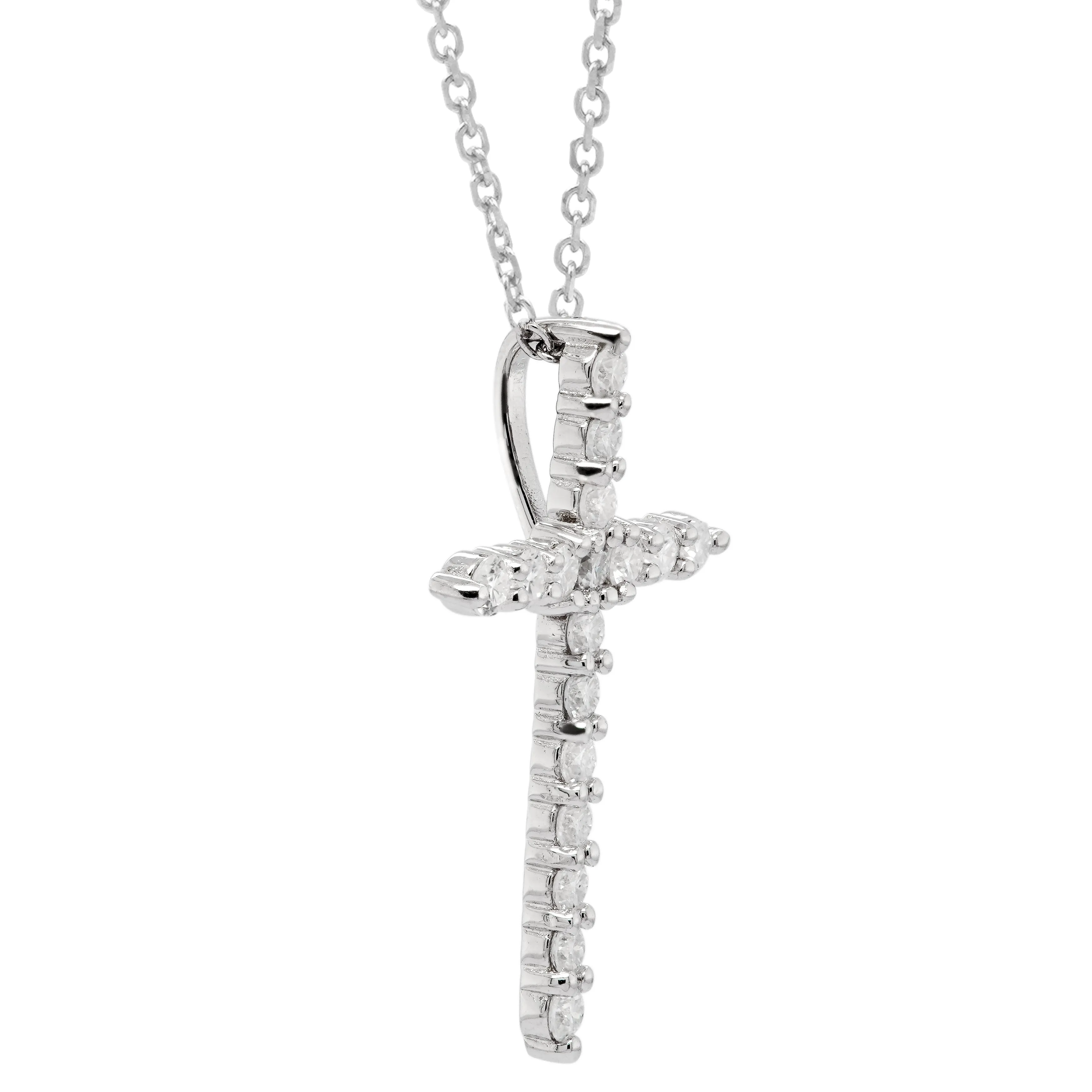 0.51 CTS DEW Moissanite Cross Pendant Necklace