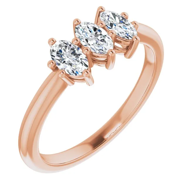 0.75 ct. Oval Diamond Wedding Band 3 Stone Anniversary Ring