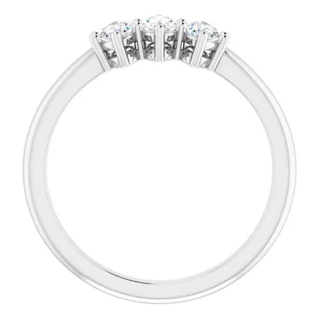 0.75 ct. Oval Diamond Wedding Band 3 Stone Anniversary Ring