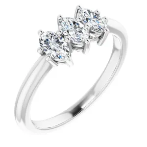 0.75 ct. Oval Diamond Wedding Band 3 Stone Anniversary Ring