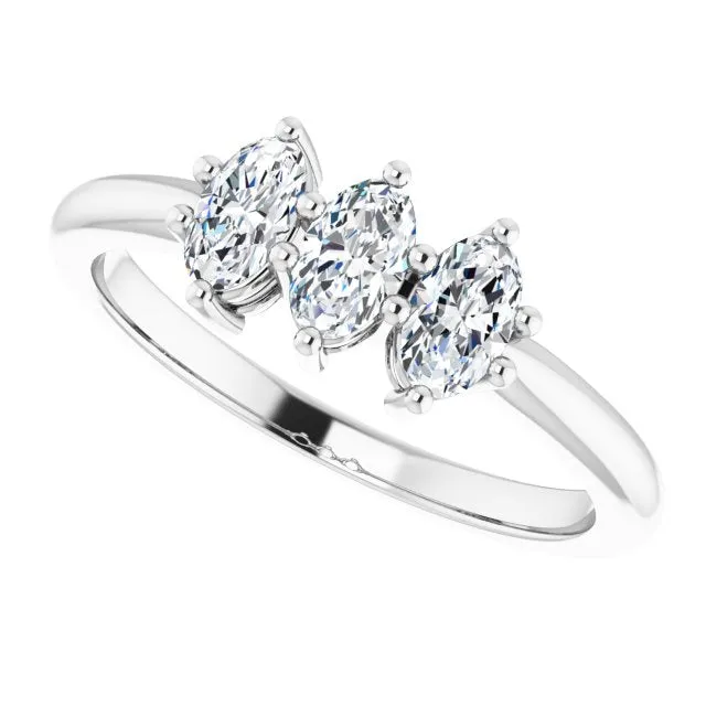 0.75 ct. Oval Diamond Wedding Band 3 Stone Anniversary Ring