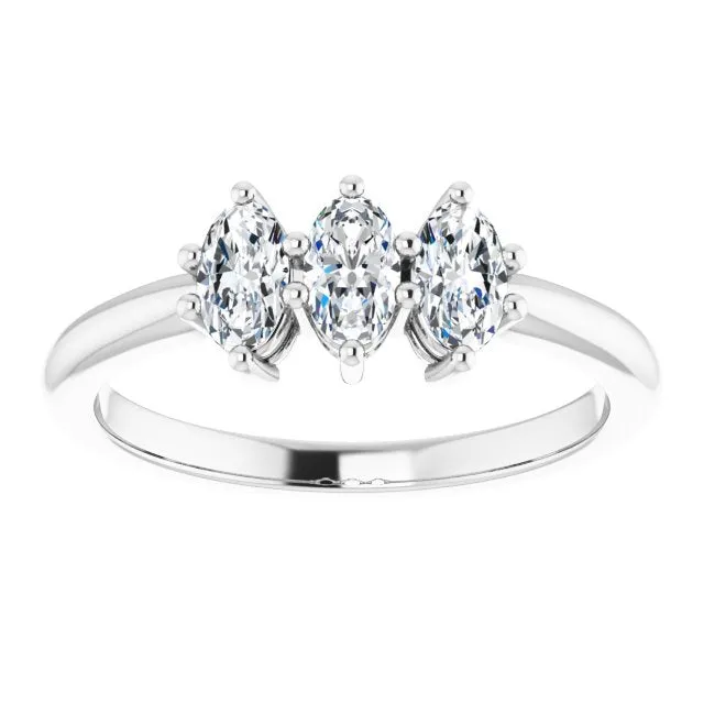 0.75 ct. Oval Diamond Wedding Band 3 Stone Anniversary Ring