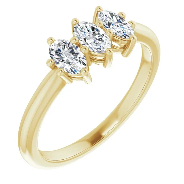 0.75 ct. Oval Diamond Wedding Band 3 Stone Anniversary Ring