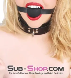 0880A      Silicone Ball Gag, Black Ball, Black Leather Strap