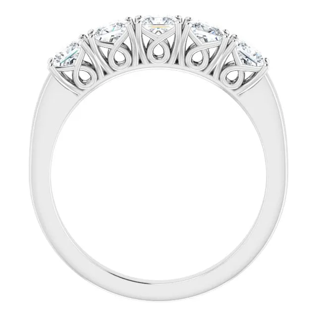0.90 ct. Princess Cut Diamond Wedding Band 5 Stone Anniversary Ring