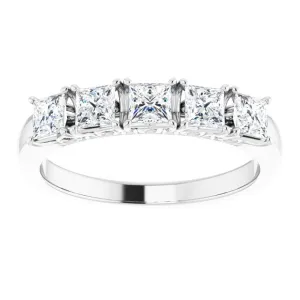 0.90 ct. Princess Cut Diamond Wedding Band 5 Stone Anniversary Ring