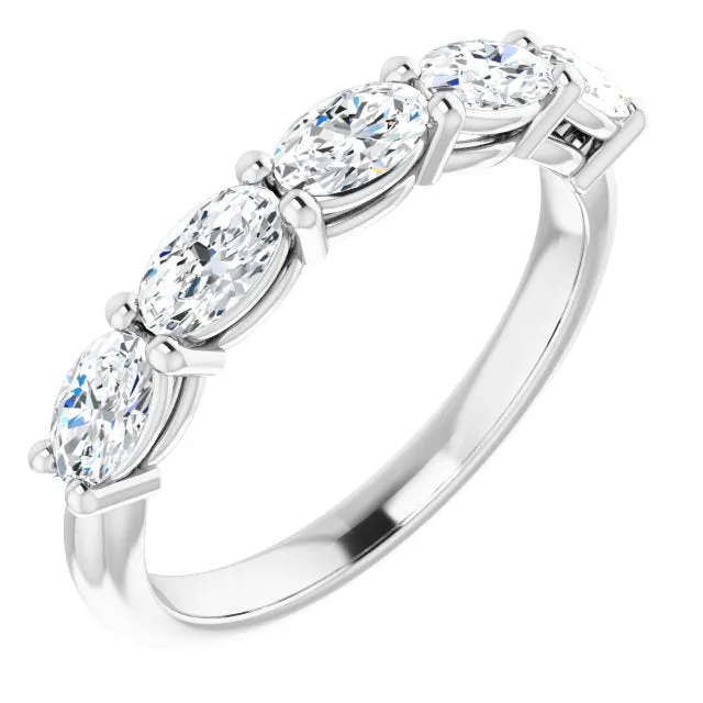 1.05 ct. Oval Cut Diamond Wedding Band 5 Stone Anniversary Ring