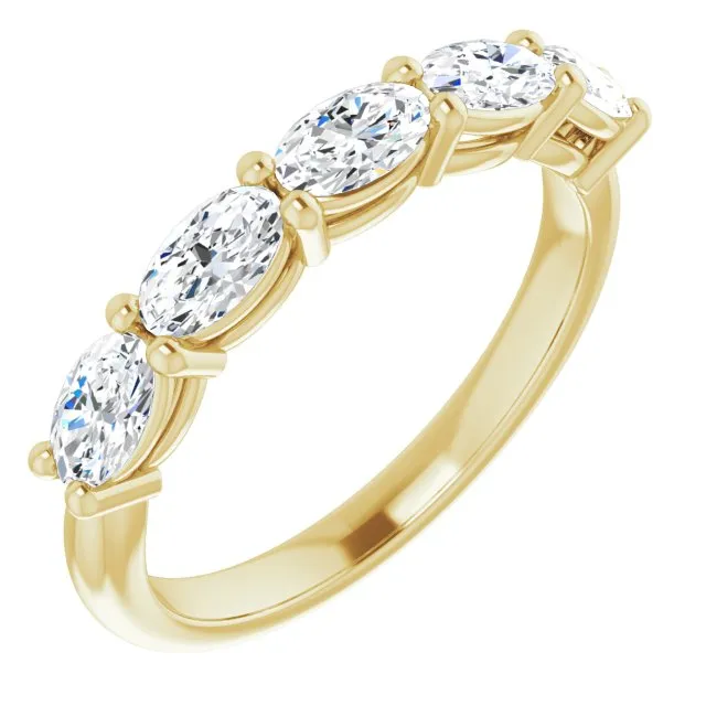 1.05 ct. Oval Cut Diamond Wedding Band 5 Stone Anniversary Ring