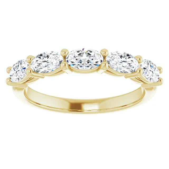 1.05 ct. Oval Cut Diamond Wedding Band 5 Stone Anniversary Ring