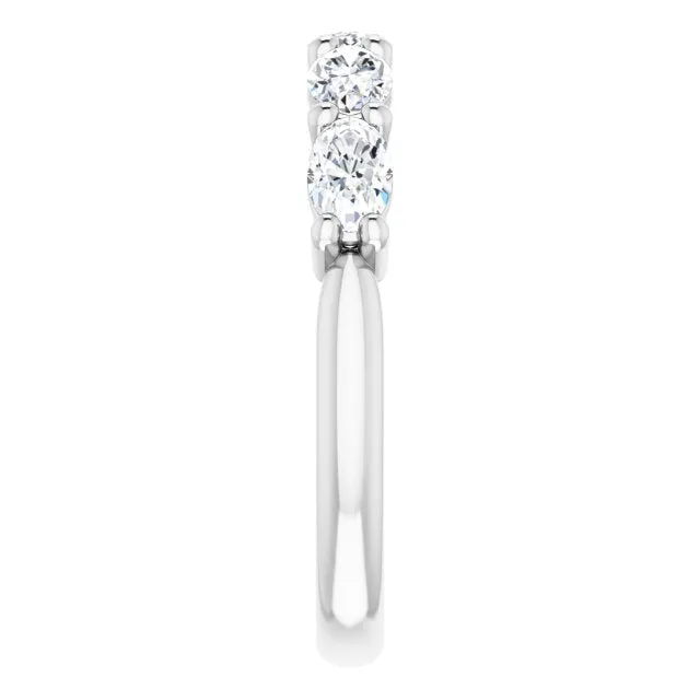 1.05 ct. Oval Cut Diamond Wedding Band 5 Stone Anniversary Ring