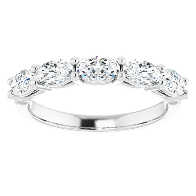 1.05 ct. Oval Cut Diamond Wedding Band 5 Stone Anniversary Ring