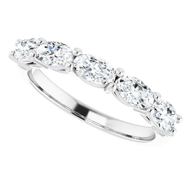 1.05 ct. Oval Cut Diamond Wedding Band 5 Stone Anniversary Ring
