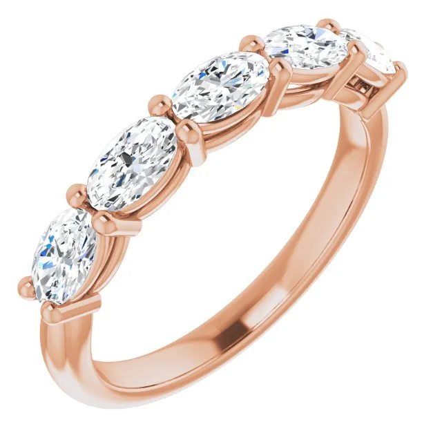1.05 ct. Oval Cut Diamond Wedding Band 5 Stone Anniversary Ring
