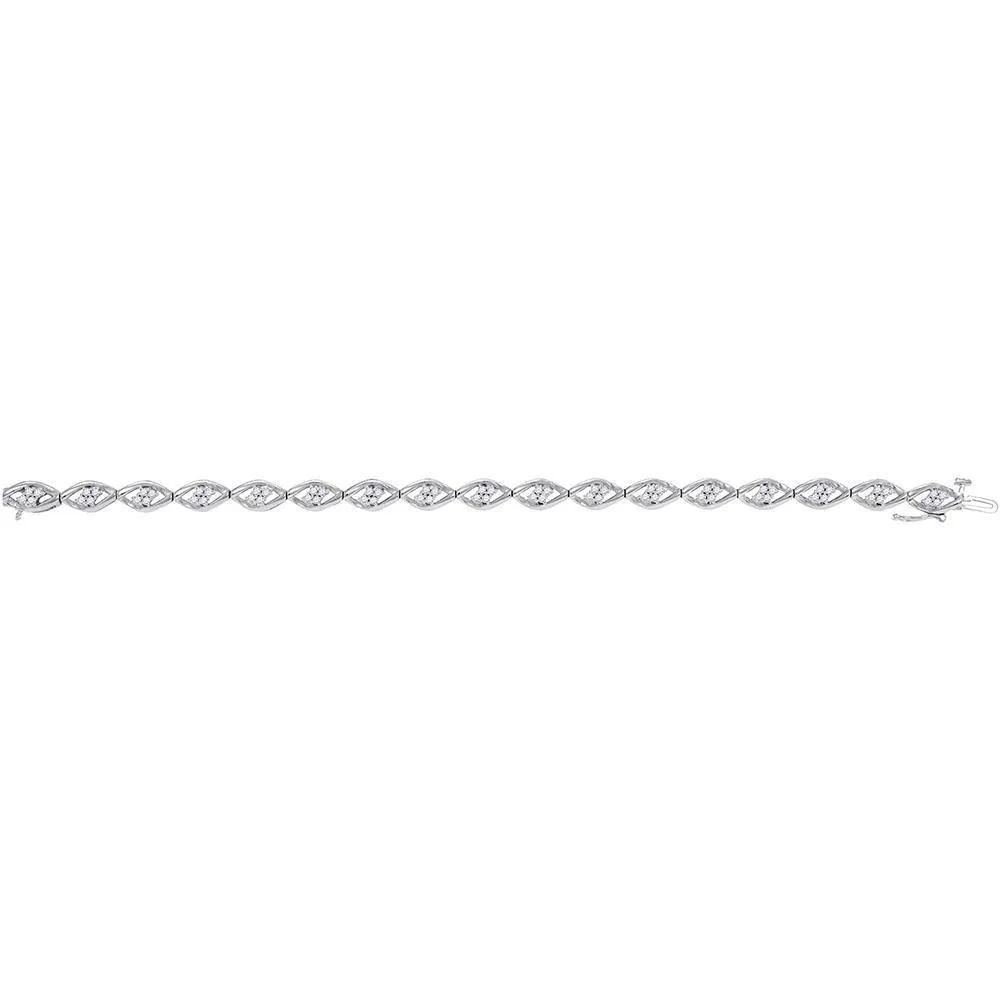 10K White Gold Diamond Fashion Bracelet 1.00 Cttw
