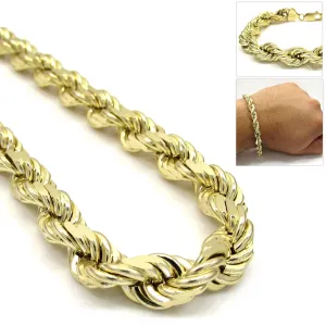 10K Yellow Gold Hollow Rope Chain Bracelet 3MM 7" 1.89 Gram