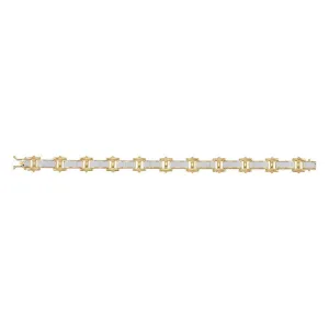 10K Yellow Gold Mens Diamond Big Look Pave-set Fashion Bracelet 1-3/8 Cttw