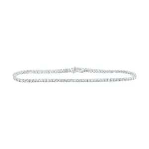 10kt White Gold Womens Round Diamond Fashion Bracelet 2 Cttw