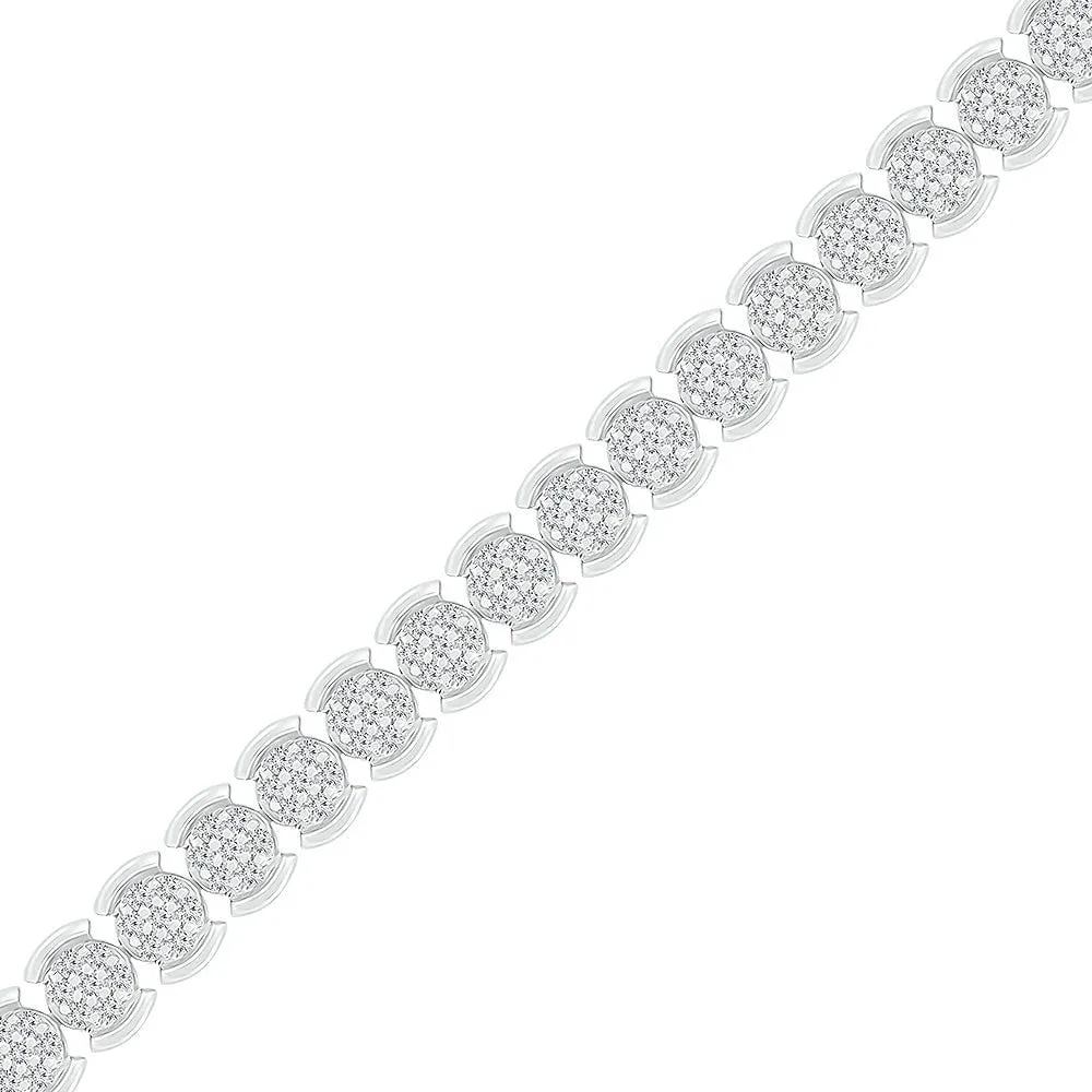 10kt White Gold Womens Round Diamond Fashion Bracelet 2 Cttw