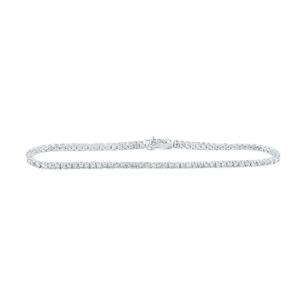 10kt White Gold Womens Round Diamond Fashion Bracelet 2 Cttw