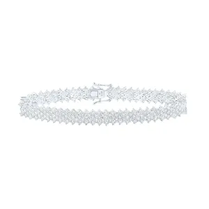 10kt White Gold Womens Round Diamond Fashion Bracelet 7 Cttw