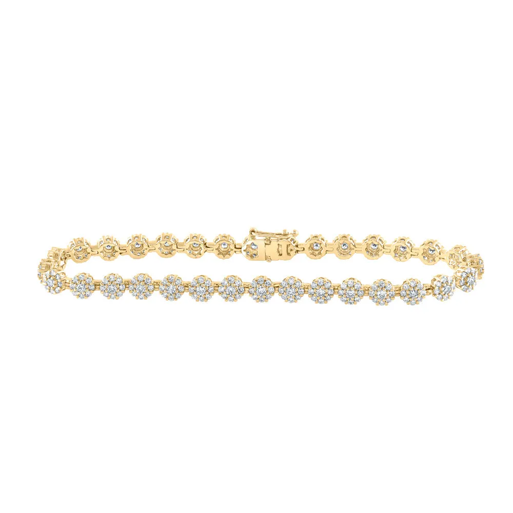 10kt Yellow Gold Womens Round Diamond Fashion Bracelet 2-7/8 Cttw