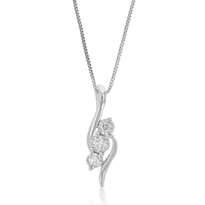 1/10 cttw Lab Grown Diamond Three Stone Pendant in Sterling Silver