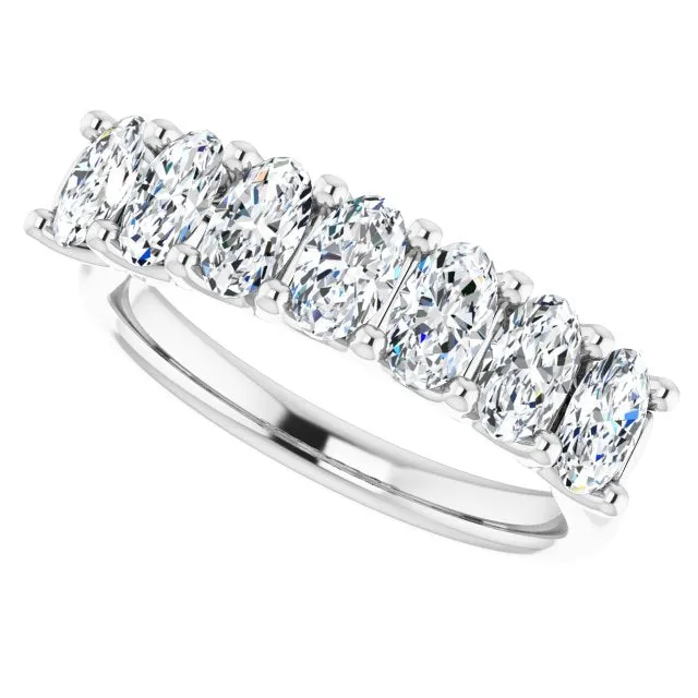 1.47 ct. Oval Cut Diamond Wedding Band 7 Stone Anniversary Ring