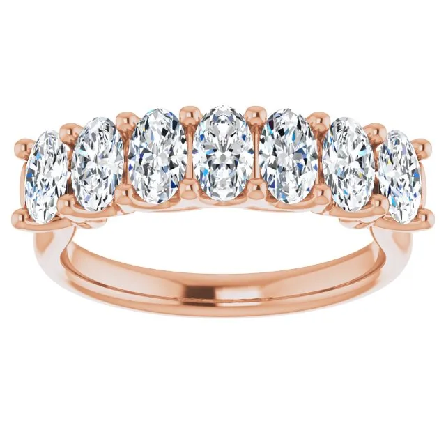 1.47 ct. Oval Cut Diamond Wedding Band 7 Stone Anniversary Ring