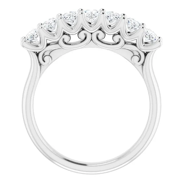 1.47 ct. Oval Cut Diamond Wedding Band 7 Stone Anniversary Ring