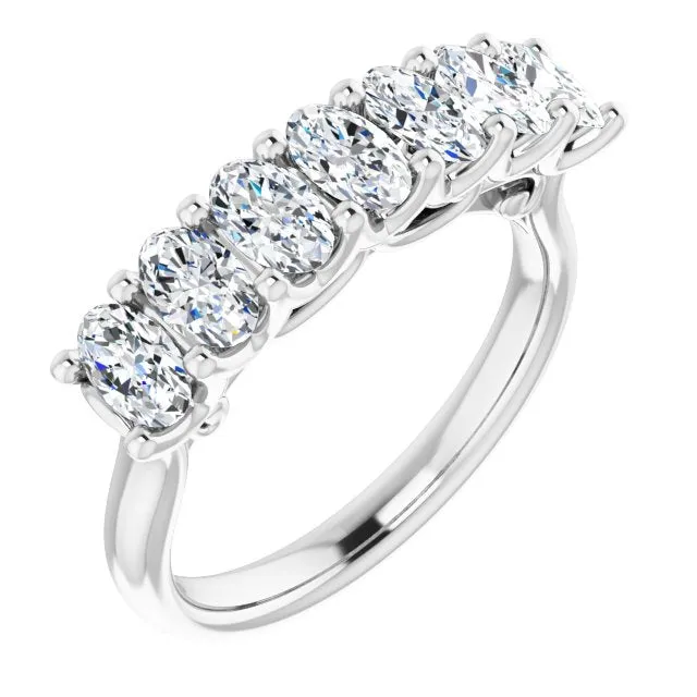 1.47 ct. Oval Cut Diamond Wedding Band 7 Stone Anniversary Ring