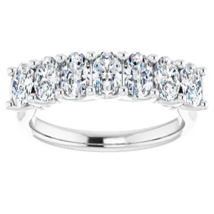 1.47 ct. Oval Cut Diamond Wedding Band 7 Stone Anniversary Ring