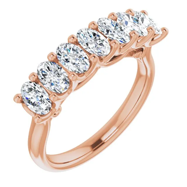 1.47 ct. Oval Cut Diamond Wedding Band 7 Stone Anniversary Ring