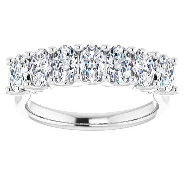 1.47 ct. Oval Cut Diamond Wedding Band 7 Stone Anniversary Ring