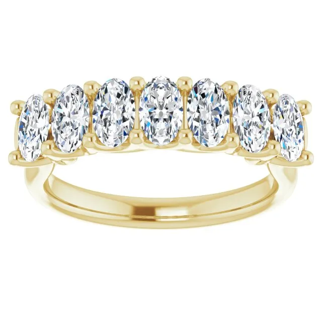 1.47 ct. Oval Cut Diamond Wedding Band 7 Stone Anniversary Ring