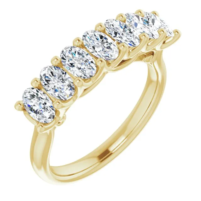 1.47 ct. Oval Cut Diamond Wedding Band 7 Stone Anniversary Ring