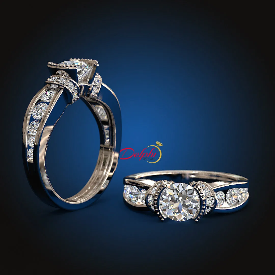 1.4ct Round Cut Gold Engagement Ring - 01US61