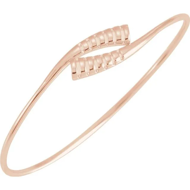14K Rose 16.5 mm Bypass Bangle 7" Bracelet