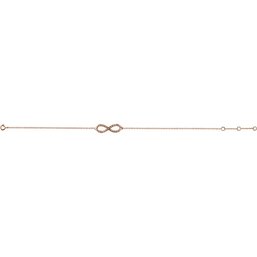 14k Rose Gold 1/6 CTW Diamond Infinity-Inspired 8" Bracelet