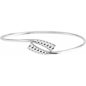14K White 16.5 mm Bypass Bangle 7" Bracelet