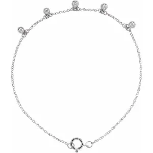 14K White Beaded 5-Station 7" Bracelet