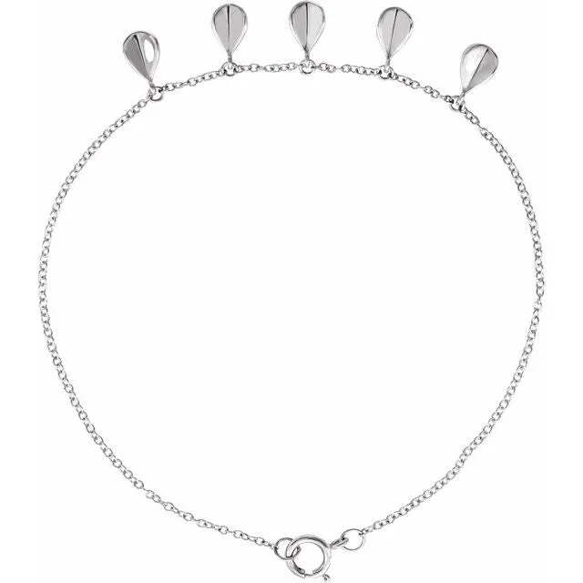 14K White Geometric 5-Station 7" Bracelet