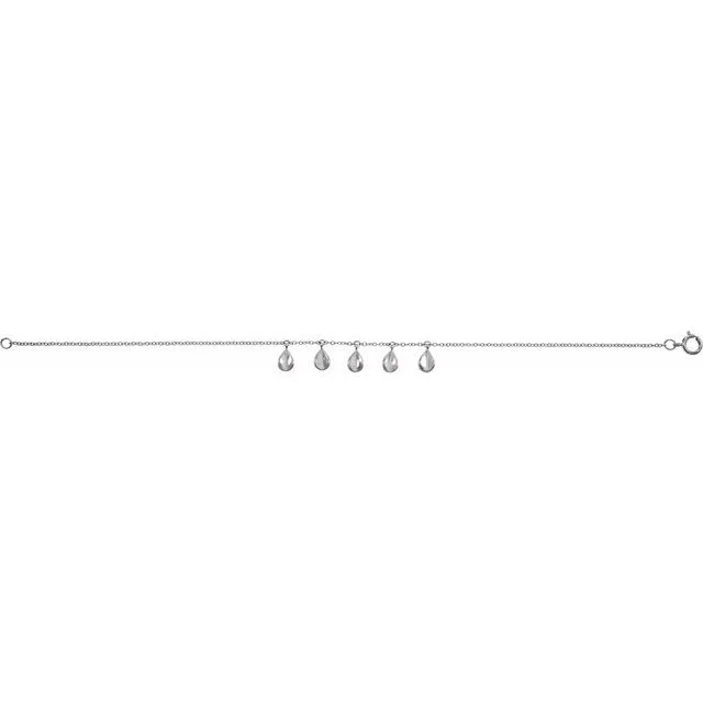 14K White Geometric 5-Station 7" Bracelet