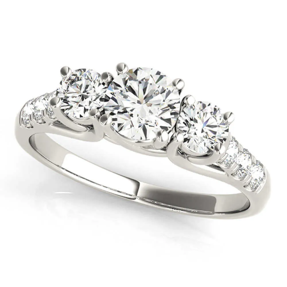 14k White Gold 3 stone Engagement Ring (0.25 carat, I-J Color, I1-I2 Clarity)