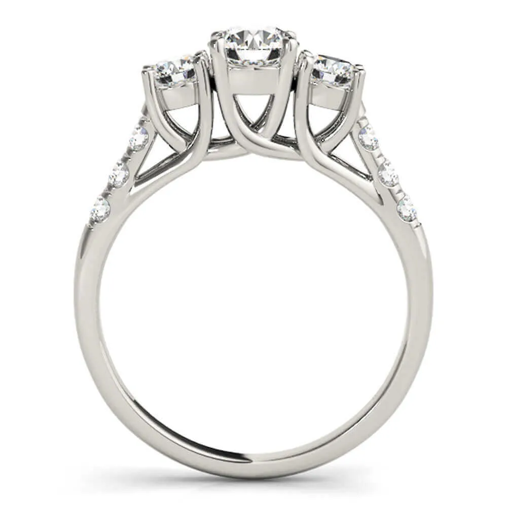 14k White Gold 3 stone Engagement Ring (0.25 carat, I-J Color, I1-I2 Clarity)
