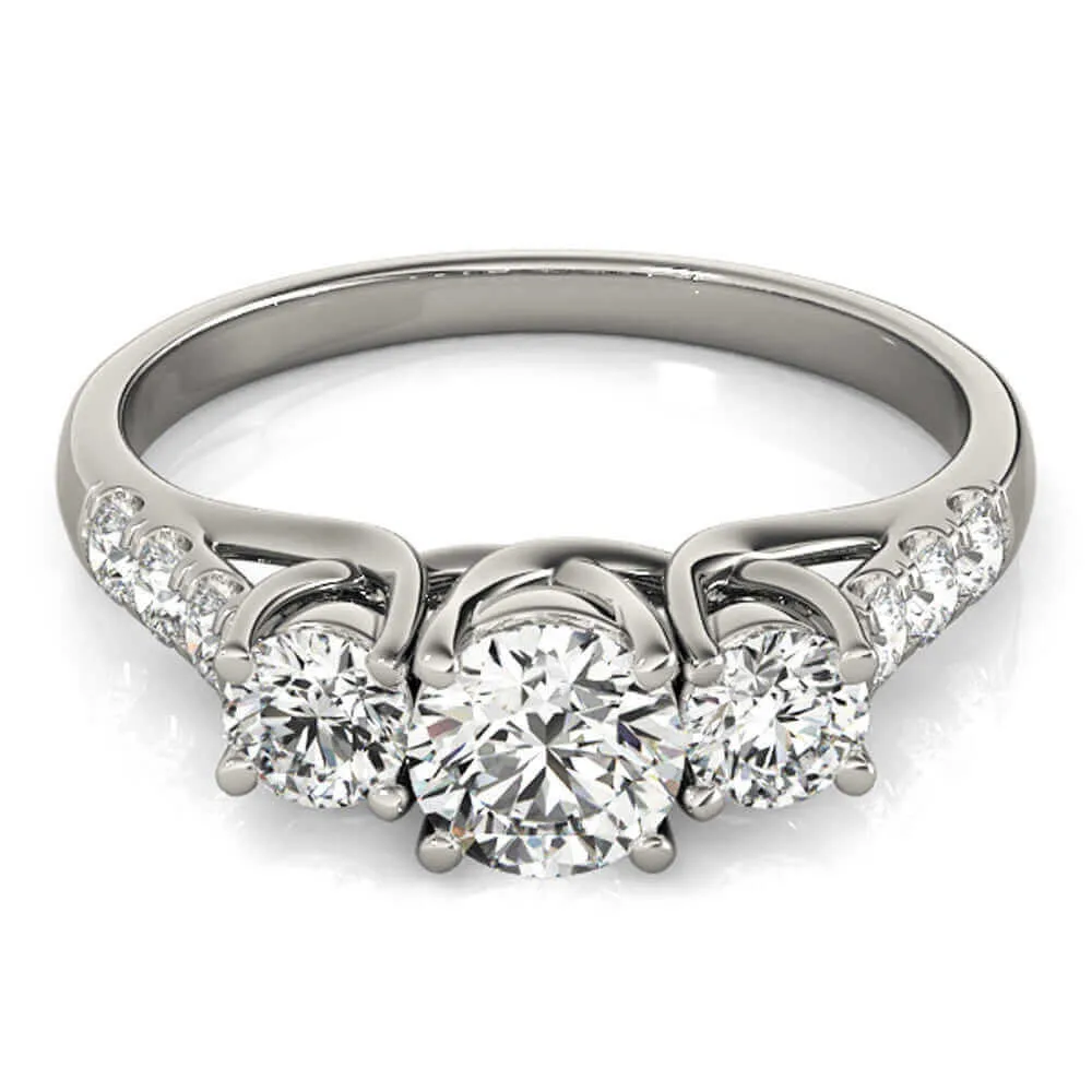 14k White Gold 3 stone Engagement Ring (0.25 carat, I-J Color, I1-I2 Clarity)