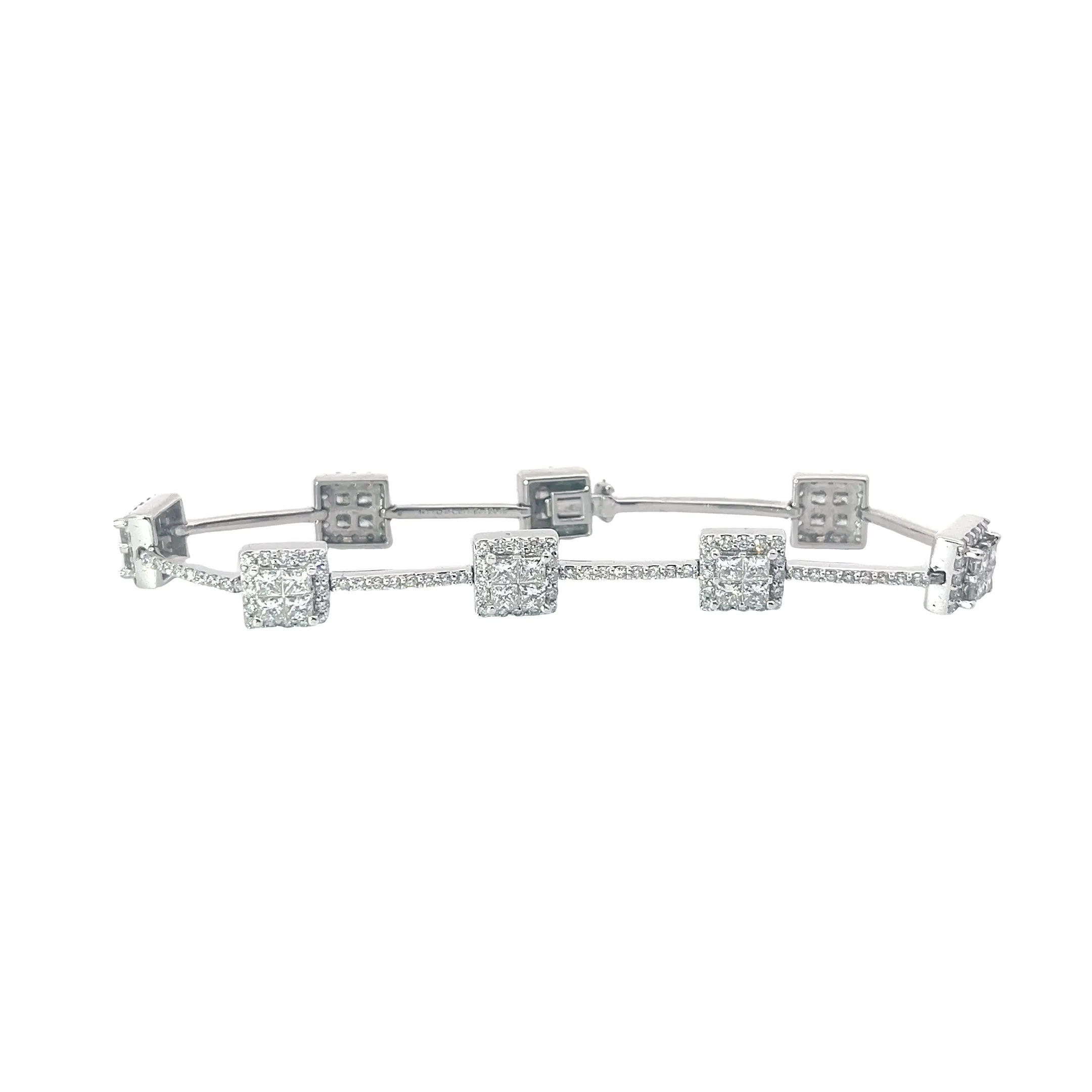 14K WHITE GOLD 4CT GVS2 PRINCESS CUT INVISIBLE SET RING
