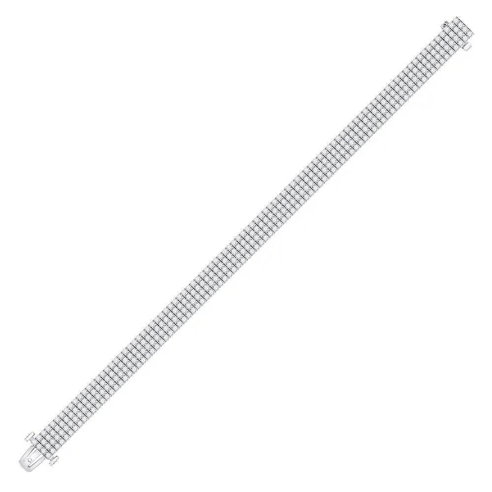 14K White Gold Mens Diamond Fashion Bracelet 9-1/2 Cttw