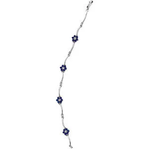14k White Gold Sapphire & 1/5 CTW Diamond Bracelet